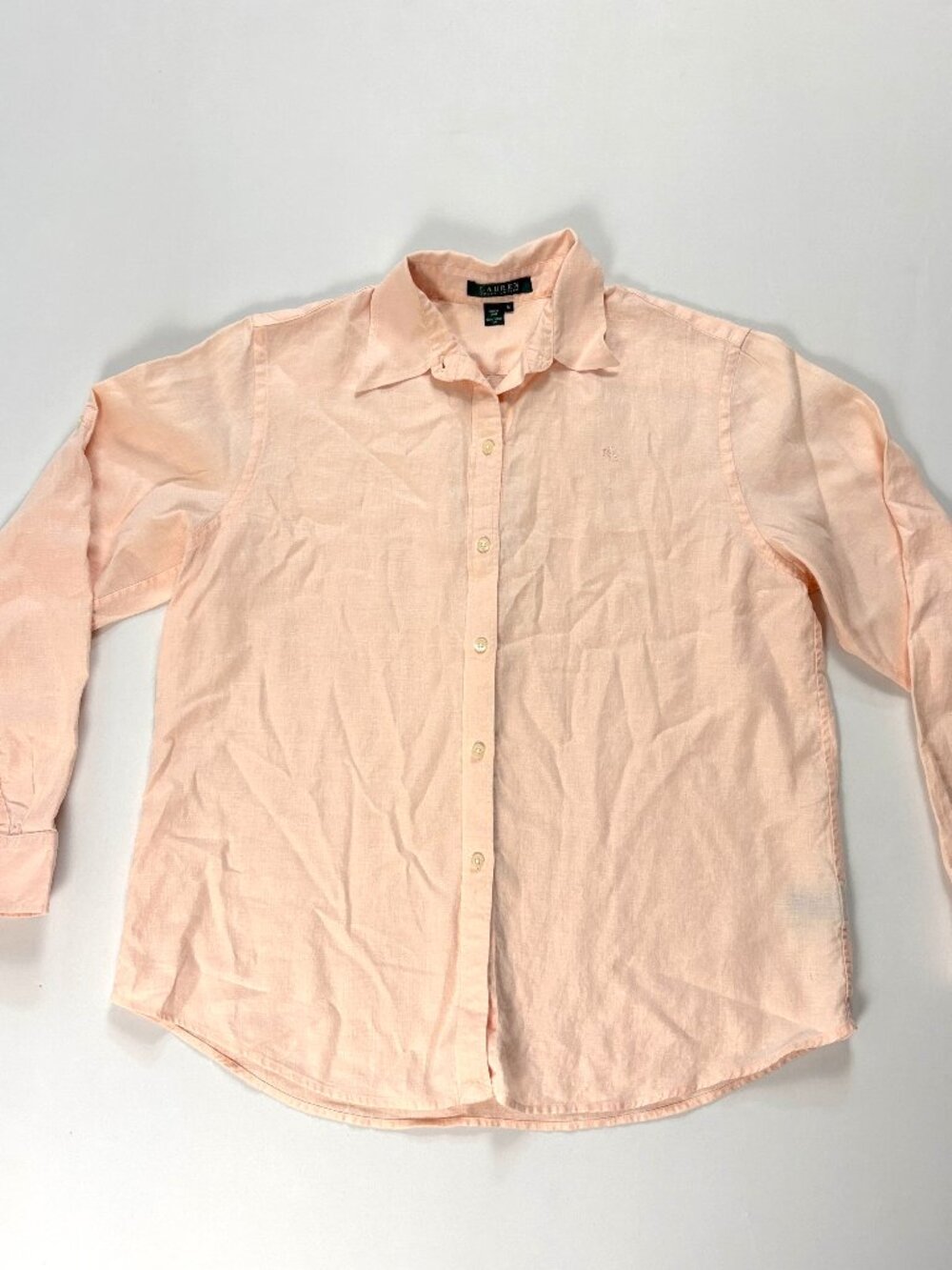 Lauren Ralph Lauren Womens Linen Button Down Shirt Pink Sz M Pastel